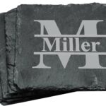 My Personal Memories Custom Engraved Slate Stone Drink Coasters Set of 4 - Monogrammed and Personalized (Square)