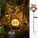Go2garden Solar Lights Outdoor Owl Garden Gifts Women Metal Stakes Lights for Lawn Ornaments, Yard Art, Pathway, Patio Decorations,Birthday Mothers' Day Gift for Mom Dad Grandma (Bronze)