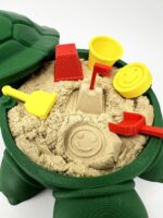 Munnygrubbbers - Mini Desktop Turtle Sand Box - 6 x 6 in - Stress Relief - Includes Soft Moldable Play Sand and Mini Tool Accessories - Novelty Gift - Desktop Decor - Zen Garden - (Green) - Image 2