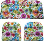 RSH DECOR: 3-Piece Wicker Tufted Cushion Set | 41” x 19" & 19" x 19" | All-Weather Spun Fabric | Water Resistant | Outdoor Loveseat & U-Shape Cushions for Patio Furniture | Gregoire Fresco