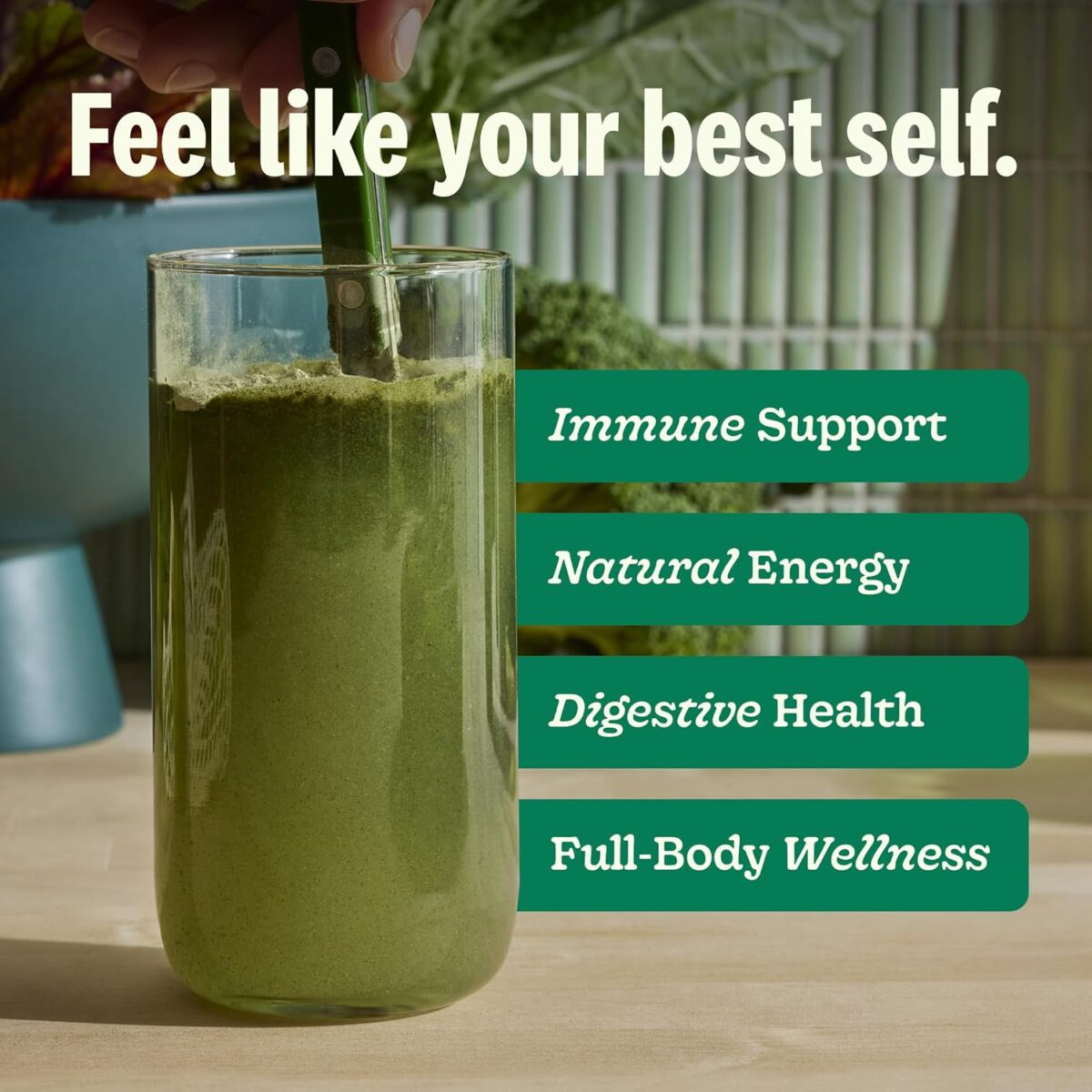 Suja Organic Greens Powder Probiotic Blend, Spirulina, Daily Superfood Drink or Smoothie Mix for Immune Support, Digestion, & Energy, Vegan, Gluten Free, Non GMO, 30 Servings - Image 3