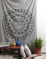 RAJRANG Indian Mandala Tapestry Wall Hanging Black and White Elephant Hippy Tapestries Twin Hippie Beach Throw College Dorm Decor Bohemian Boho Bedsheet - 84x54 Inches - Image 5