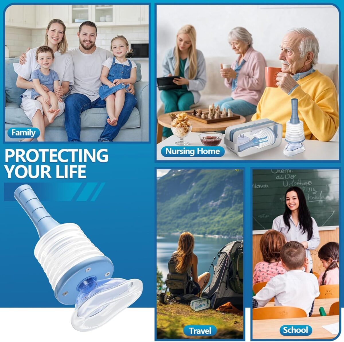 Senvok Choking Rescue Device (2 Sets) - FSA HSA Eligible - Home Kit & Travel Kit - Anti Choking Device for Kids and Adults, Portable Airway Suction Device, Choking First Aid Device - Image 6
