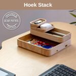 HOEK Stack Modular Desk Organizer - Sustainable Solid Wood with Sliding & Stackable Trays, Cork Bottom for Office Stationary & Workspace Essentials - Mid-Century Modern Setup to Study (Birch) - Image 2