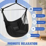 Hanging Chair Indoor Swing, Max 500 Lbs, 2 Cushions Included, Steel Spreader Bar with Anti-Slip Rings, Indoor/Outdoor Use, Side Pocket, Boho Style - Image 4
