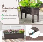 Giantex Raised Garden Beds Outdoor Set of 2, Self-Watering Planter Box with Detachable Legs & Drainage Hole, Outdoor Raised Container for Vegetable Fruit Herbs, 31.5”Lx12”Wx16”H, Easy Assembly (Brown) - Image 6