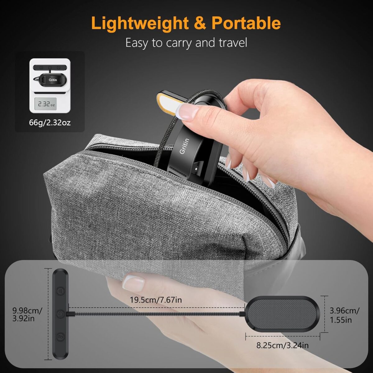 Gritin Rechargeable Book Light for Reading in Bed with 19 LED &Memory Function-Eye Caring 3 Color Temperatures, 5 Brightness Levels, 80 Hrs Runtime Flexible Goose Neck Clip on Light for Book Lovers - Image 8