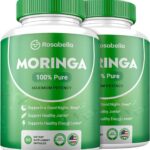 Moringa Powder Capsules - Pure Nutrient-Rich Moringa Powder - A Natural Green Antioxidant Superfood - Supports Energy, Skin Health, Gut Health+ - w/Essential Vitamins & Amino Acids A1 - Pack of 2