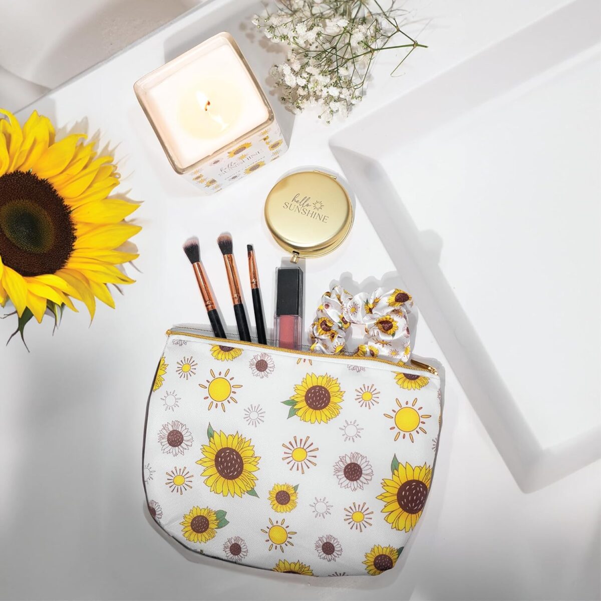 The Love Crate Co Sunflower Gifts for Women, 15pc Gift Box for Birthdays, Get Well Soon Basket, Thinking of You Care Package, Sunshine and Wellness Presents for Women. - Image 6