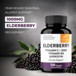 Elderberry Vitamin C and Zinc 120 Capsules | with Quercetin and Vitamin D3 | Immune Support for Adults | Herbal Supplement for Men and Women | 2 Months Supply | Natural Immunity Booster - Image 4