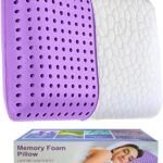 OMEO Lavender Pillow Queen Size, Ventilated Memory Foam Cooling Pillow for Back, Side and Stomach Sleepers Support, Sleeping Pillows for Adults, 28" x 16" - Home and Hotel Essentials