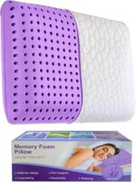 OMEO Lavender Pillow Queen Size, Ventilated Memory Foam Cooling Pillow for Back, Side and Stomach Sleepers Support, Sleeping Pillows for Adults, 28" x 16" - Home and Hotel Essentials