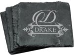 My Personal Memories Custom Engraved Slate Stone Drink Coasters Set of 4 - Monogrammed and Personalized (Square) - Image 4