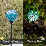 VCUTEKA Solar Lights Outdoor Decorative - Mosaic Solar Garden Light Waterpoof LED Pathway Stake Light for Landscape Lawn Patio Yard Decoration, Blue 1 Pack - Image 4