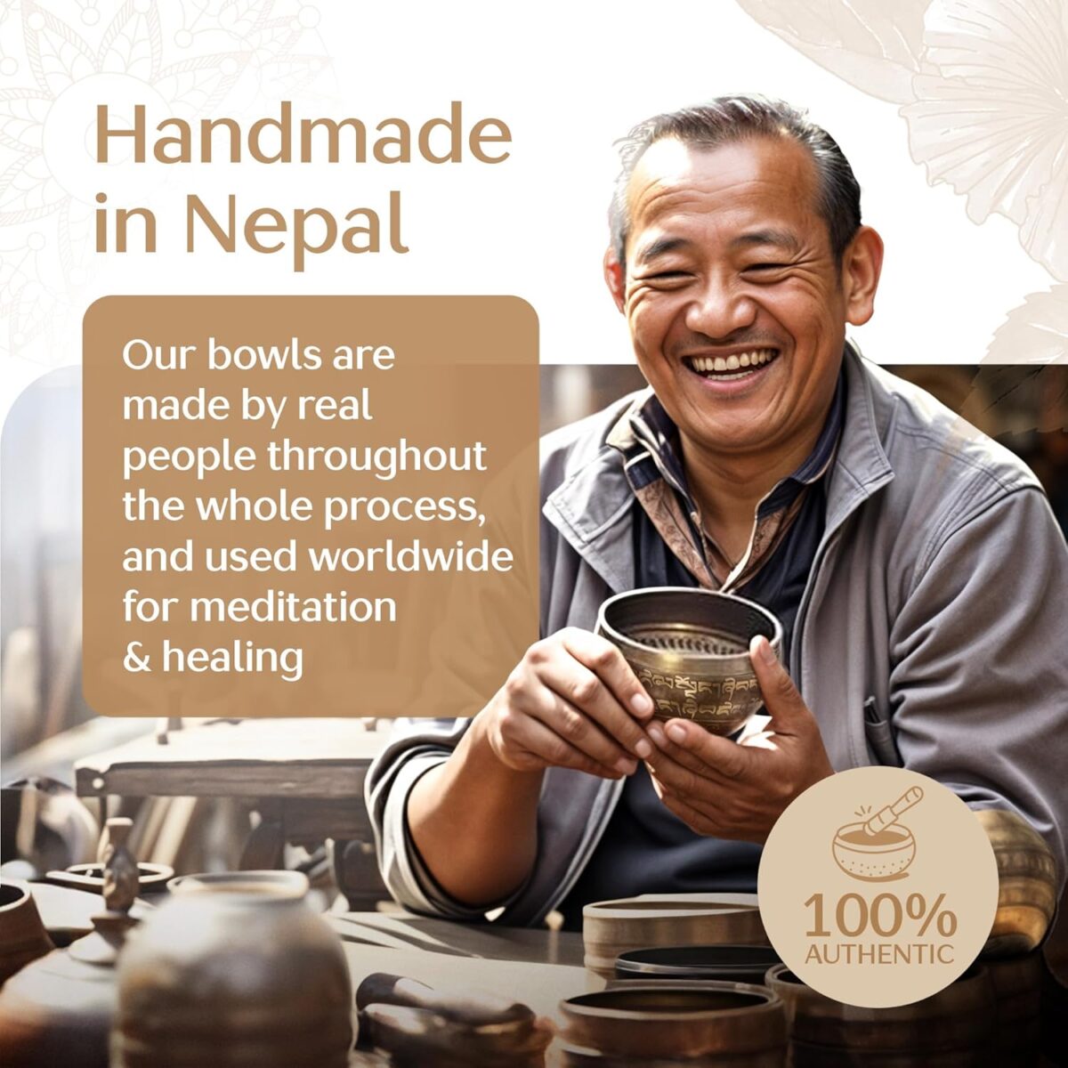 Tibetan Singing Bowl Set – Authentic Hand-Tuned Sound Bowl for Meditation – Complete Meditation Bowl Kit with Cushion, Mallet & Guide – Perfect Tibetan Bell for Yoga, Relaxation, & Sound Healing - Image 7