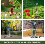Kingsyard Glass Hummingbird Feeder for Outdoors Wild Bird Feeder with 6 Feeding Ports Hanging for Garden Yard, Red (Ant Moat Included) - Image 8