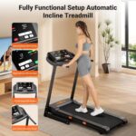 THERUN Incline Treadmill, 0-12% Auto Incline Treadmill for Running and Walking, 300 lbs Weight Capacity, Wide Belt, 3.0 HP, 18" LED Screen, 2 Layers Shock-Absorbing - Image 7
