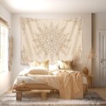 Damanse Floral Tapestry Wall Hanging Cute,Boho Wall Tapestry for Bedroom Aesthetic,Mandala Living Room Decor for Teen Girls (Flaxen, 59.80" x 78.70") - Image 2