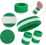 Bememo 6 Pieces Sweatbands Set, Includes 2 Pieces Sports Headbands and 4 Pieces Wristbands, Cotton, Multi, Running, for Men and Women - Image 2