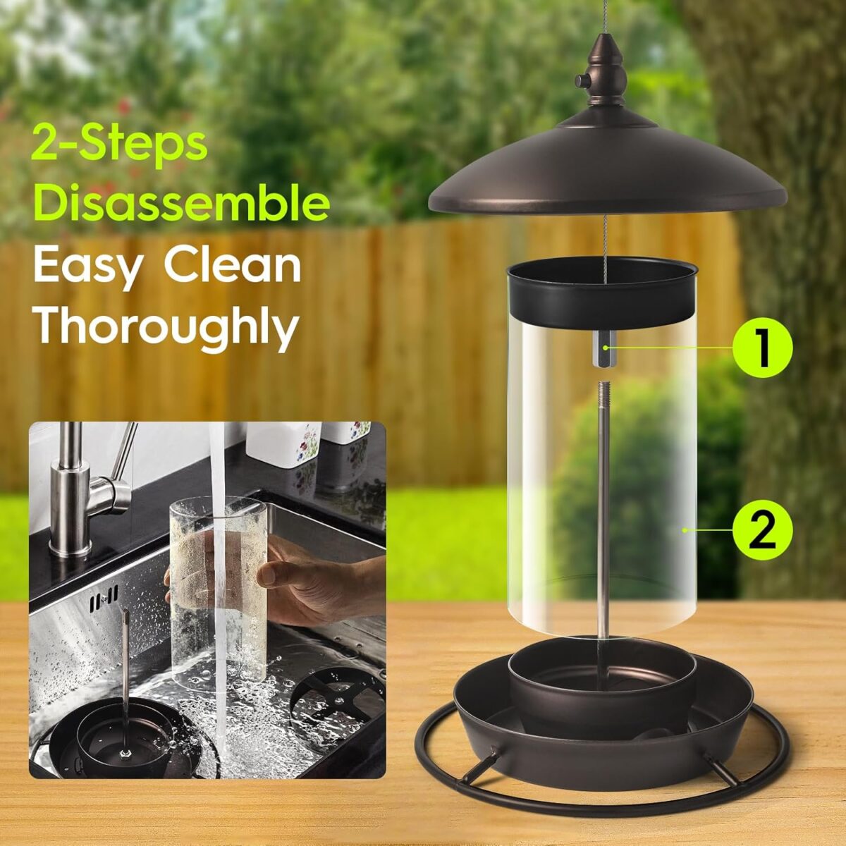 Metal Roof Bird Feeder - Chew Proof for Outdoor Hanging Wild Bird Seeds. Bronze - Image 4