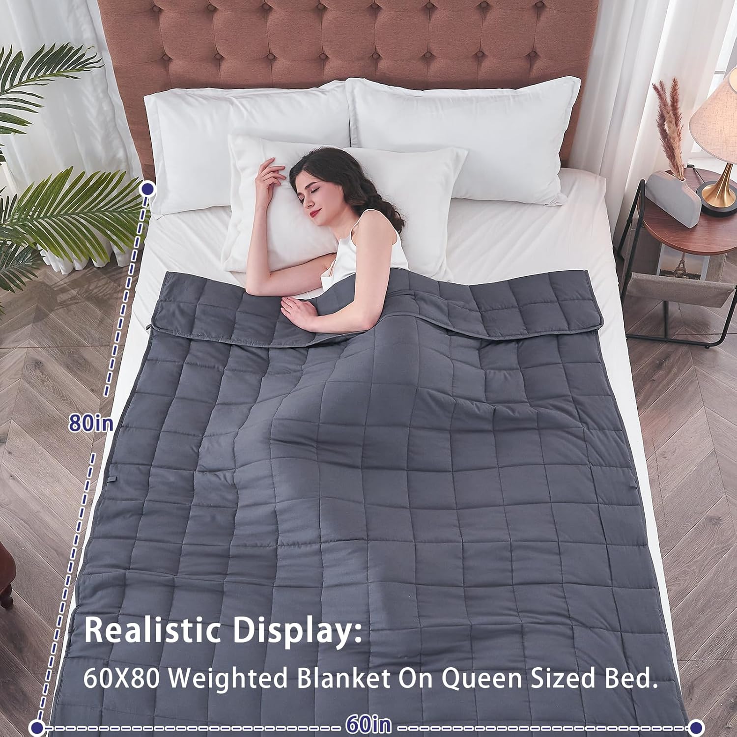 81B7TiEHuL._AC_SL1500_.jpg yescool Weighted Blanket for Adults (20 lbs, 60” x 80”, Grey) Cooling Heavy Blanket for Sleeping Perfect for 190-210 lbs, Queen Size Breathable Blanket with Premium Glass Bead, Machine Washable - Image 1