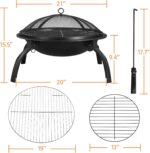 Yaheetech 21inch Fire Pit Portable Folding Steel Fire Bowl Garden Treasures Fire Pit for Outside Fireplace with Carrying Bag, Spark Screen, BBQ Grill & Log Grate for Patio Backyard Camping Bonfire - Image 6