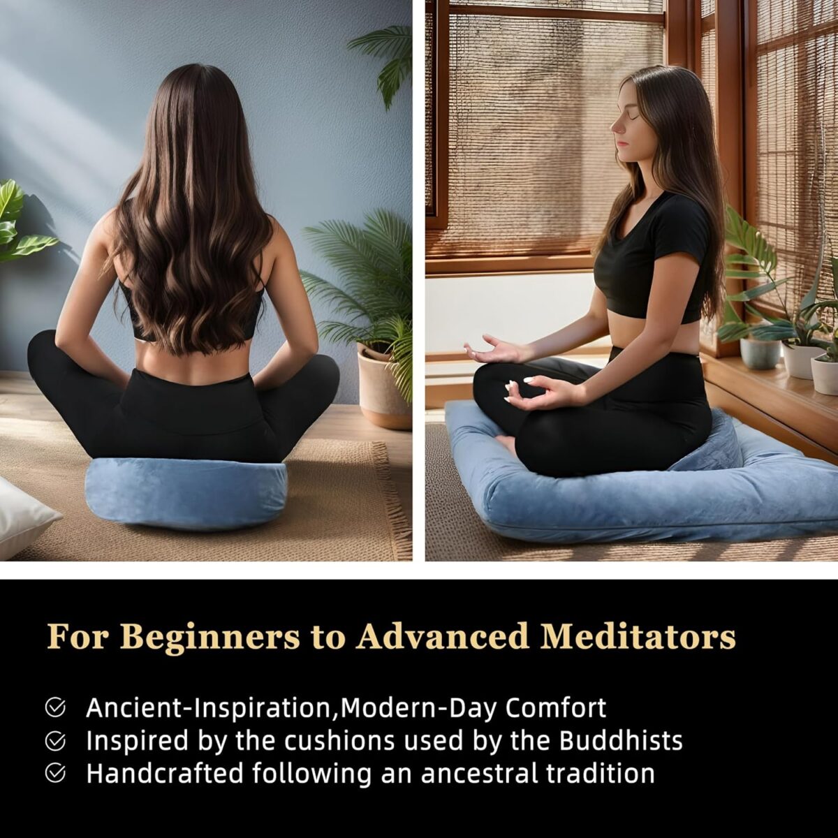 Meditation Cushion with Washable Premium Velvet Cover,100% Memory Foam Square Floor Cushion and Buckwheat Cushion Seating for Adults and Children Sitting, Yoga, Reading - Image 7