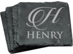 My Personal Memories Custom Engraved Slate Stone Drink Coasters Set of 4 - Monogrammed and Personalized (Square) - Image 6