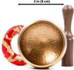 Tibetan Singing Bowl Set - Easy To Play for Beginners - Authentic Handcrafted Mindfulness Meditation Holistic Sound 7 Chakra Healing Gift by Himalayan Bazaar (3 Inch, Gold) - Image 6