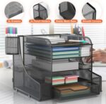 EVOOMI 5 Tier Mesh Desk Organizer PLUS - The Upgraded Time, Space & Sanity Saving Desktop Organizer System for Productivity Success - Ideal Pencil File Paperclip Post It Holder Mail Folder Organizer - Image 6