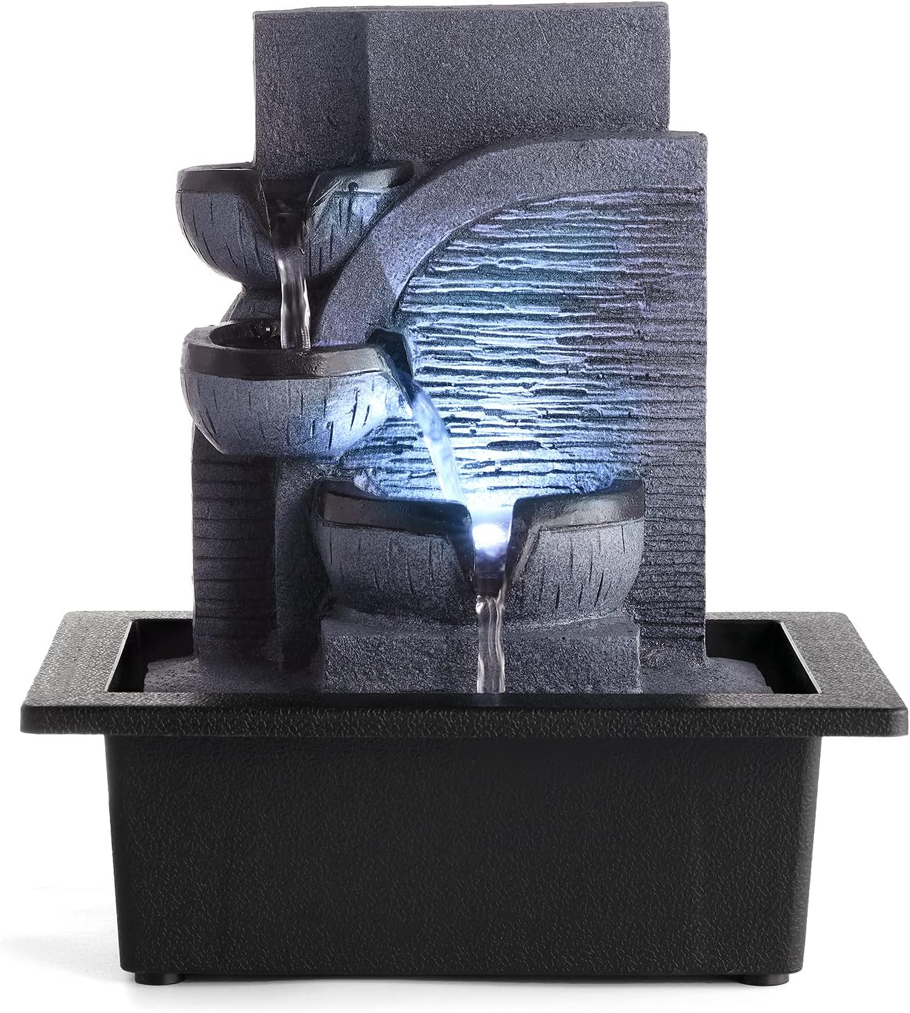 81Bso1DQfNL._AC_SL1500_.jpg WICHEMI Indoor Fountain Tabletop Fountain Waterfall Fountains Relaxation Water Feature Feng Shui Zen Meditation Desktop Fountain with LED Light for Home and Office Indoor Spaces Decor (Style 6) - Image 1