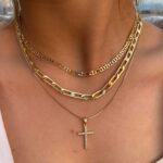 Cross Necklace for Women,Stackable Stacked Stacking Layering Layered Necklaces Dainty Gold Necklace Paperclip Box Flat Mariner Chain Necklace Cross Pendant CZ Diamond Simple Jewelry Gift - Image 3
