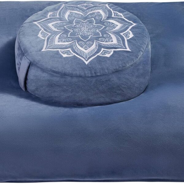 Meditation Cushion with Washable Premium Velvet Cover,100% Memory Foam Square Floor Cushion and Buckwheat Cushion Seating for Adults and Children Sitting, Yoga, Reading