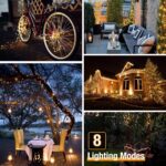 4 Pack Solar String Lights Outdoor - 320LED 132FT Solar Fairy Lights Waterproof 8 Modes, Copper Wire Solar Powered Twinkle Lights for Outside Tree Garden Christmas Wedding Party Decor (Warm White) - Image 3