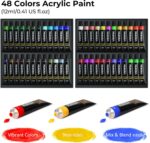 VISWIN Deluxe Acrylic Paint Set, 74 Pcs Complete Art Supplies with Tabletop Sketch Box Easel, 48 Colors Acrylic Paints, Canvas, Paint Brushes, Painting Kit for Adults, Art Set for Artists, Beginners - Image 4