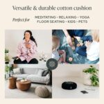 Mindful & Modern Large Meditation Cushion for Zafu Yoga - Meditation Pillow for Sitting on the Floor - Buckwheat Hull Filled Yoga Cushion with Removable, Washable 100% Cotton Cover and Carry Handle - Image 4