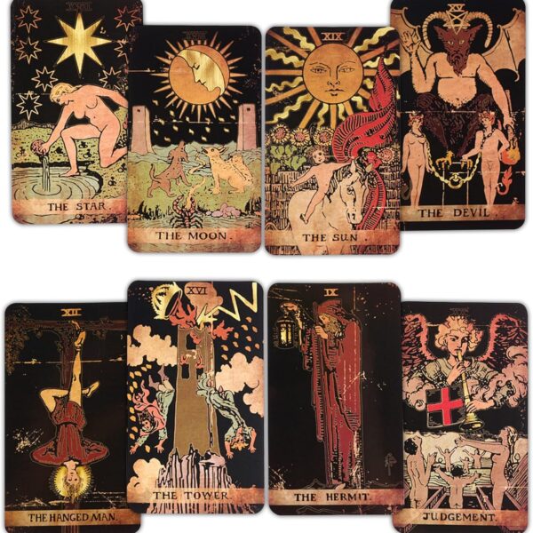 Tarot Cards, 78 Tarot Deck, Original Tarot Cards for Beginners and Experts with Guide Book and Gift Bag, Fortune Telling Game, Divination Tools for All Skill Levels, Black.