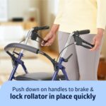 Medline Steel Rollator Walker with Seat, Blue, 300 lb. Weight Capacity, 8” Wheels, Foldable, Adjustable Handles, For Seniors, For Mobility Impairment - Image 6