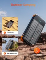 Solar-Power-Bank-Charger, 40000mAh Portable Phone Charger Built in 4 Cables with USB C in/Output, PD 20W Fast Charging External Batter, External Battery Pack with Dual Bright Flashlights - Image 5