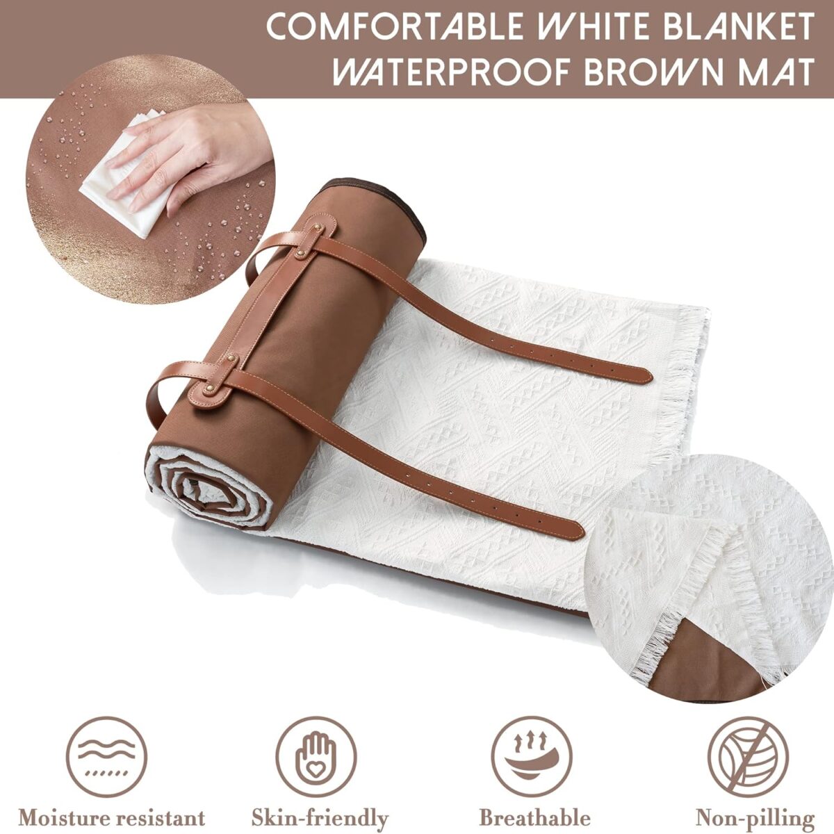 Tiny Land Picnic Blankets, 2 in1 Double Layer Waterproof Mat + Blanket, Machine Washable Outdoor Blanket, Portable Camping Blanket, Extra Large Beach Mat, for Camping Park Beach Grass - Image 2