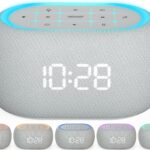 ANJANK White Noise Sound Machine Alarm Clock with Bluetooth Speaker, 21 Relaxing Sounds, 7 Night Lights,0-100% Dimmer/Sleep Timer/30-Level Volume Control,Sound Machine for Kids Adults Sleeping,Bedroom