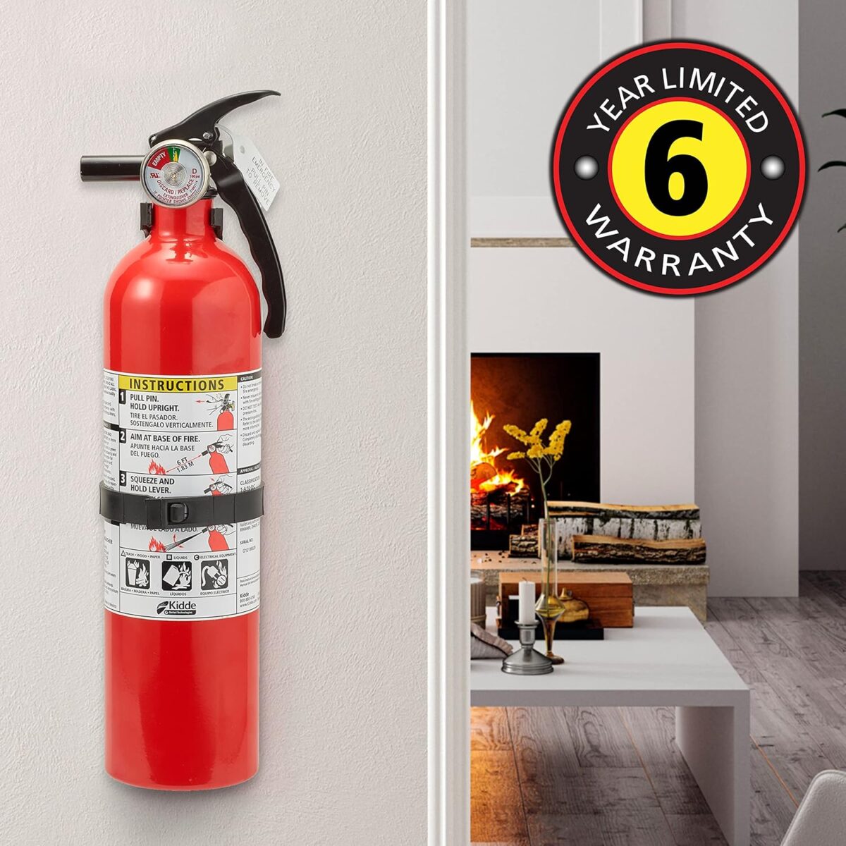 Kidde Fire Extinguisher for Home, 1-A:10-B:C, Dry Chemical Extinguisher, Red, Mounting Bracket Included, 2 Pack - Image 4