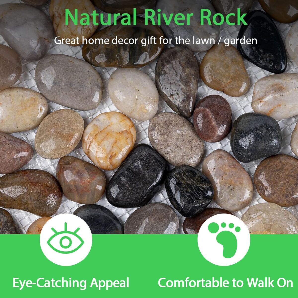 River Rocks Stepping Stones Pavers Outdoor for Garden Walkway, Pebbles Polished Gravel for Yard Lawn Patio Pathway Landscaping, Set of 6 (Hexagon) - Image 6