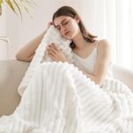 Bedsure White Throw Blanket for Couch - GentleSoft Cozy Soft Blankets for Women, Cute Small Fleece Throws for Girls, Birthday Gifts for Women, Mothers Day Decor Gifts for Mom, Off White, 50x60 Inches - Image 4