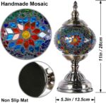 Anton Turkish Mosaic Glass Decorative Table Lamp Moroccan Lantern Home Decor Night Light for Living Bedroom Room (Multicolour) - Image 5