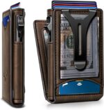 BULLIANT Men Wallet,Money Clip Wallet Slim For Gift Men 9Cards-Metal Credit Card Case in Magnetic Leather Flip