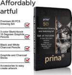 Prina 50 Pack Drawing Set Sketch Kit, Sketching Supplies with 3-Color Sketchbook, Graphite, and Charcoal Pencils, Pro Art Drawing Kit for Artists Adults Teens Beginner Kid, Ideal for Shading, Blending - Image 3