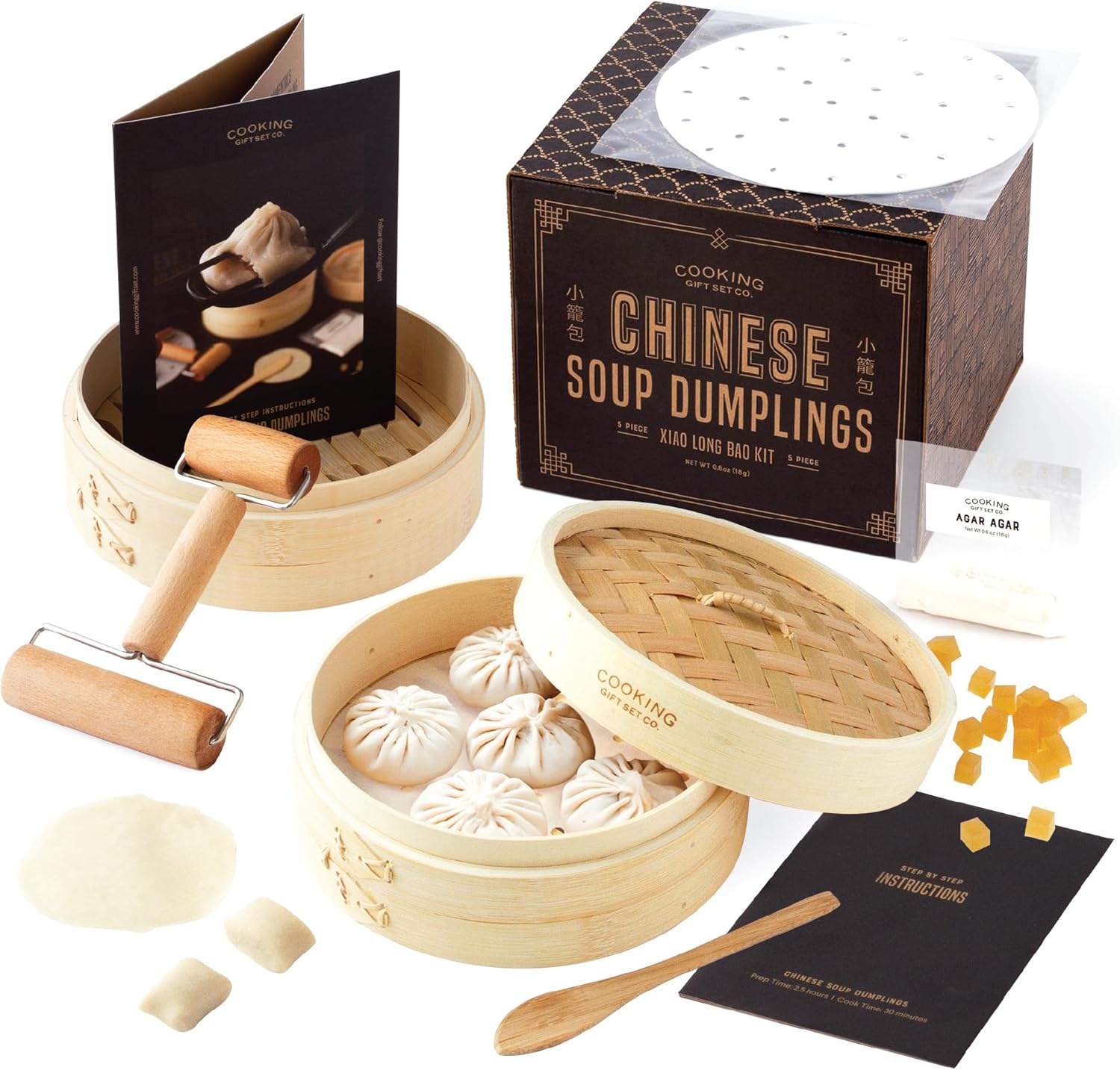 81Dh5WMsFLL._AC_SL1500_.jpg Chinese Soup Dumpling Kit for Women | Cooking Gifts for Wife Who Loves to Cook DIY Gifts for Valentines Steam Basket Dumplings using Bamboo Steamer a Unique Gift for Cooks, Easter Gift - Image 1