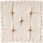 Intelligent Design Azza Floor Pillow, Large Cushions Sitting for Adults, Floor Pillow for Meditation or Yoga, Lustrous Chenille Tufted with Scalloped Edges for Bench/Chair Cushion, 20"x20"x5" Ivory