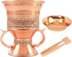 Metal Frankincense Resin Incense Burner, Incense Censer, Portable Bakhoor Burner, Charcoal Bakhoor Burner, Myrrh Burner with Tongs for Yoga, Spa Aromatherapy (Rose Gold)